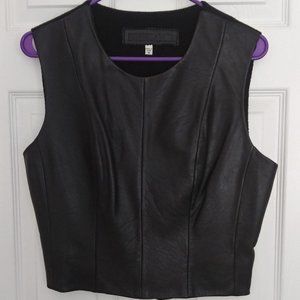 Preston & York Black Leather & Wool Vest - Vintage size M